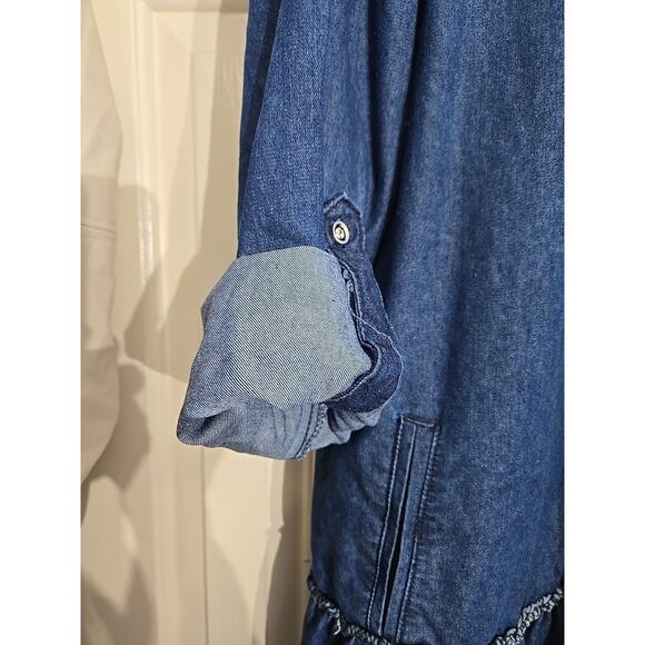 Denim Shirt Flare Bottom Dress XL Western Line Dance Never Worn - Picture 2 of 7